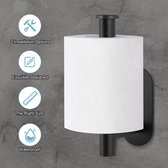 Toiletpapierhouder, zelfklevend, zonder boren, roestvrij staal, voor badkamer en keuken, zwart