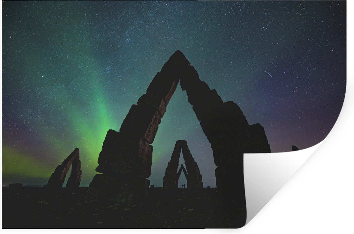 Muurstickers - Sticker Folie - Noorderlicht - IJsland - Natuur - 60x40 cm - Plakfolie - Mu