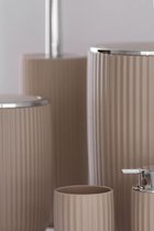 WC-set Agropoli Beige, gesloten borstelhouder van hoogwaardig kunststof met plastic vormgeving en gestructureerd oppervlak, BPA-vrij, hygiënische wc-borstel, 10 x 10 x 36,5 cm