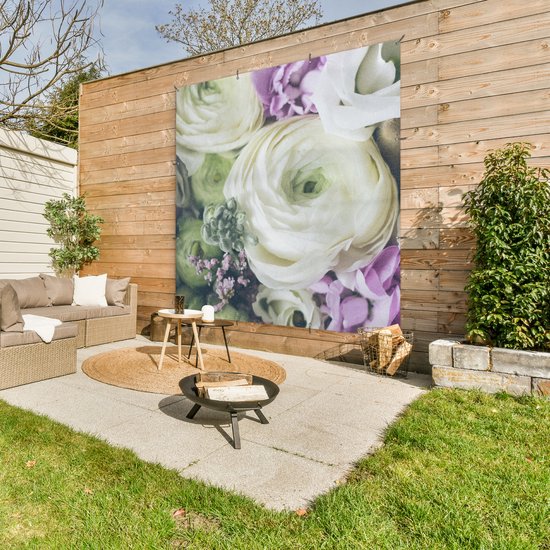 Poster Jardin Fleurs - Roses - Nature - 200x200 cm - Toile jardin - Poster extérieur