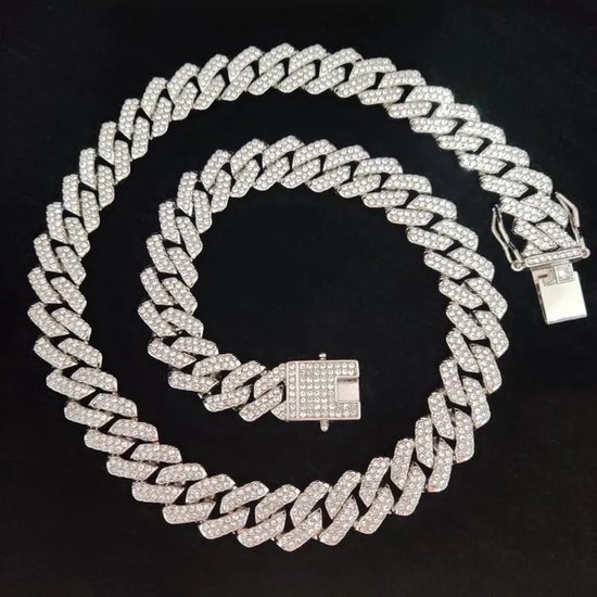 Iced Out Chain - Bust Down Ketting met Diamantjes (Zirkonia) - 50cm ...