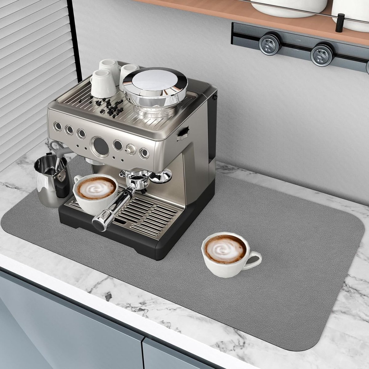 Goedkoopste Lichtgrijze afdruipmat, 60 x 40 cm, volautomatische onderlegger, afdruipmat, servies, afdruipmat, absorberende afdruipmat voor de keuken, woonkamer