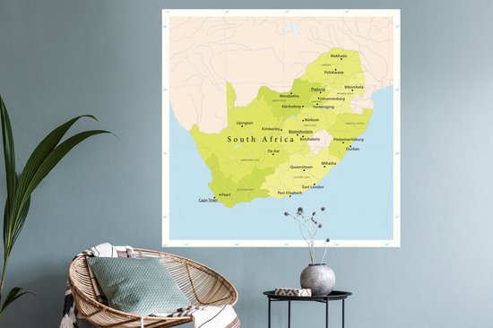 Sticker Muursticker illustration Afrique - Illustration de la carte verte de l' Afrique - 120x120 cm - film autocollant - sticker mural repositionnable XXL /