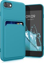 kwmobile telefoonhoesje geschikt voor Apple iPhone SE (2022) / iPhone SE (2020) / iPhone 8 / iPhone 7 - Hoesje met pasjeshouder - TPU case in mat lichtblauw