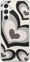 Casimoda® hoesje - Geschikt voor Samsung Galaxy A54 - Hart Swirl Zwart - Shockproof case - Extra sterk - TPU/polycarbonaat - Zwart, Transparant