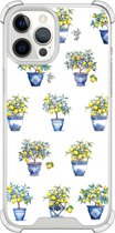 Casimoda® hoesje - Geschikt voor iPhone 12 Pro Max - Lemon Trees - Shockproof case - Extra sterk - TPU/polycarbonaat - Mint, Transparant