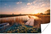 Poster Sunset in the Dutch polder papier 180x120 cm - Tirage photo sur Poster (décoration murale salon / chambre) / Poster Paysages XXL / Groot format!