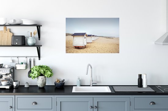 Poster Maisons de plage aux Nederland papier 60x40 cm - Tirage photo sur Poster (décoration murale salon / chambre) / Poster Paysages