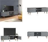 vidaXL Tv-meubel MOLDE 158x40x49 cm massief grenenhout grijs - Tv-kast - Tv-kasten - Tv-meubel - Hifi-meubel