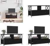 vidaXL Tv-meubel 90x33x45 cm bewerkt hout en ijzer zwart - Tv-meubel - Tv-meubelen - Tv-standaard - Televisiemeubel