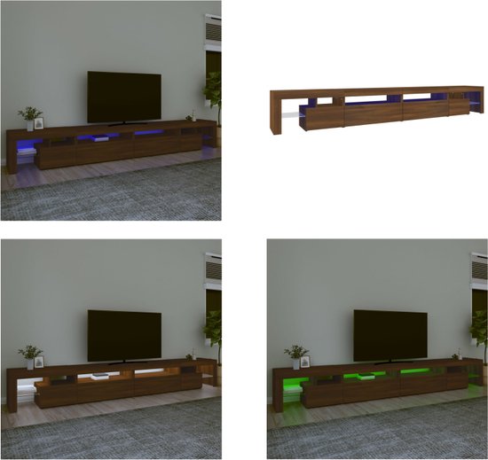 vidaXL Tv-meubel met LED-verlichting 290x36-5x40 cm bruineikenkleurig - Tv-kast - Tv-kasten - Tv-meubel - Tv-meubel Met LED-verlichting