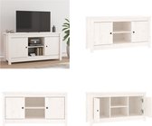 vidaXL Tv-meubel 103x36-5x52 cm massief grenenhout wit - Tv-kast - Tv-kasten - Tv-meubel - Hifi-meubel