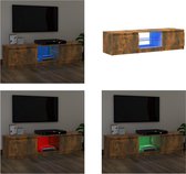 vidaXL Tv-meubel LED-verlichting 140x40x35-5 cm gerookt eikenkleurig - Tv-meubel - Tv-kastemeubels - Tv-kast - Tv-meubel Met LED-verlichting
