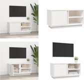 vidaXL Tv-meubel 80x35x40-5 cm massief grenenhout wit - Tv Meubel - Tv Meubels - Tv Kast - Tv Kasten