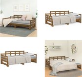 vidaXL Slaapbank uitschuifbaar grenenhout honingbruin 2x(90x200) cm - Slaapbank - Slaapbanken - Bedbank - Bed