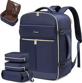 Handbagage rugzak 4 stuks - 17.3 inch laptoptas - Donkerblauw - Reistas - 4-delige set - Waterdicht - 47 x 31 x 20 cm - Reisrugzak - 40 L - Backpacken, reizen, vakantie rugtas - Blauw