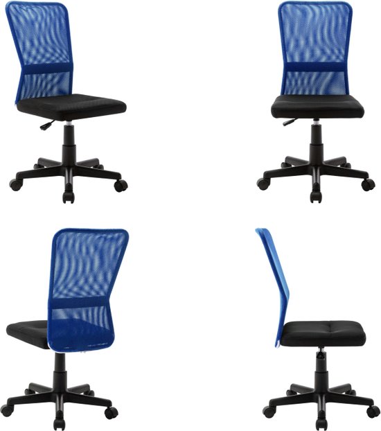 vidaXL Kantoorstoel 44x52x100 cm mesh stof zwart en blauw - Bureaustoel - Bureaustoelen - Stoel - Stoelen