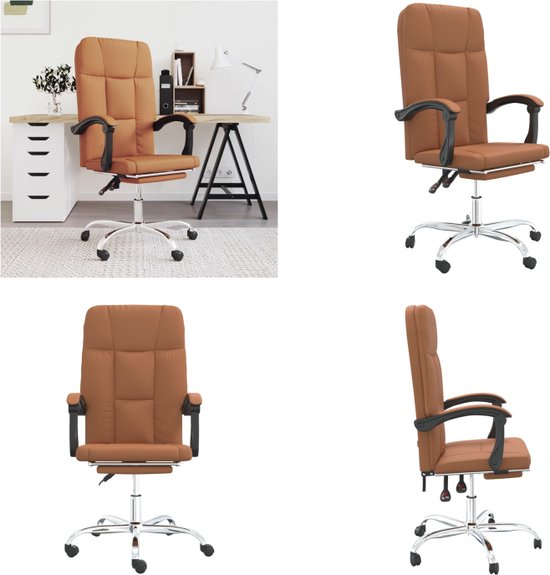 vidaXL Kantoorstoel verstelbaar kunstleer bruin - Verstelbare Bureaustoel - Stoel - Bureaustoel - Computerstoel