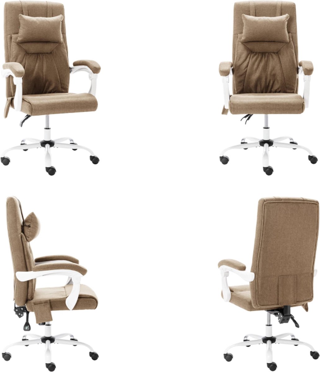 vidaXL Kantoormassagestoel stof taupe - Bureaustoel - Bureaustoelen - Massage Kantoorstoel - Massage Kantoorstoelen