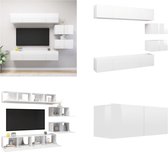 vidaXL 6-delige Tv-meubelset spaanplaat hoogglans wit - Tv-kastenset - Tv-kastensets - Tv-kasten - Tv-meubelset