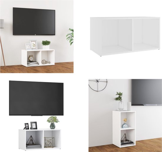 vidaXL Tv-meubel 72x35x36-5 cm bewerkt hout wit - Tv-kast - Tv-kasten - Tv-standaard - Tv-standaarden