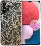 iMoshion Hoesje Geschikt voor Samsung Galaxy A13 (4G) Hoesje Siliconen - iMoshion Design hoesje - Meerkleurig / Golden Leaves Transparant