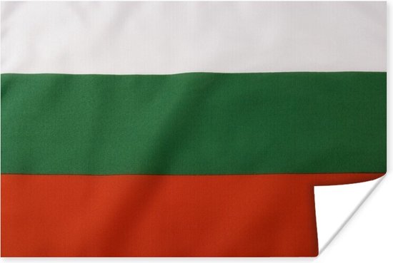 Poster Close-up van de vlag van Bulgarije - 90x60 cm