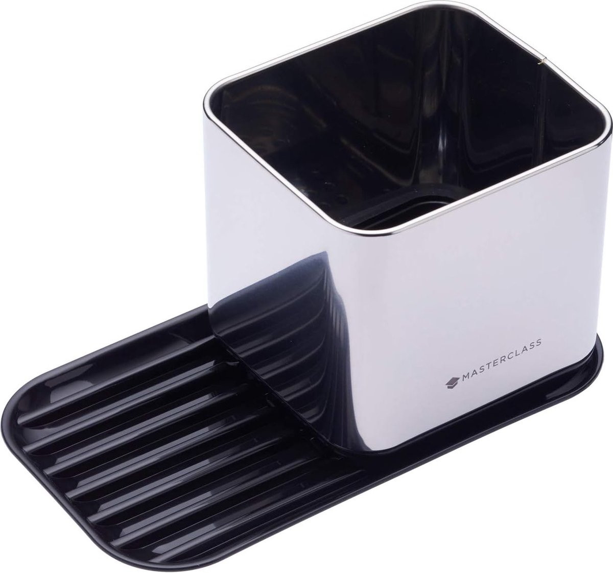 Roestvrijstalen keukengereicontainer plastic lekbak binnenvak plank met afdruiprek voor sponzen schuursponsjes borstels en meer 20 cm x 11 cm x 11 cm
