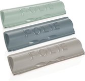 3x foliesnijder - aluminiumfolie dispenser - vershoudfolie dispenser - praktische houder voor bakpapier, aluminiumfolie of vershoudfolie [keuze varieert] (3 stuks - kleurrijk)