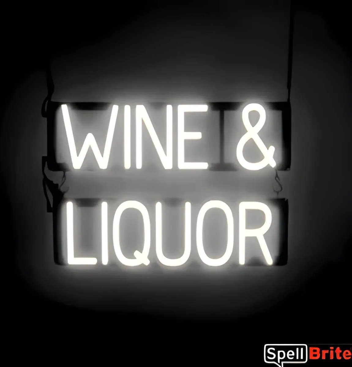 WINE & LIQUOR - Lichtreclame Neon LED bord verlicht | SpellBrite | 56 x 38 cm | 6 Dimstanden - 8 Lichtanimaties | Reclamebord neon verlichting