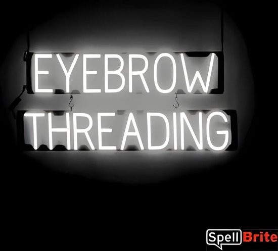 EYEBROW THREADING - Lichtreclame Neon LED bord verlicht | SpellBrite | 84 x 38 cm | 6 Dimstanden - 8 Lichtanimaties | Reclamebord neon verlichting