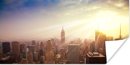 Poster - New York in december met gouden zonnestralen