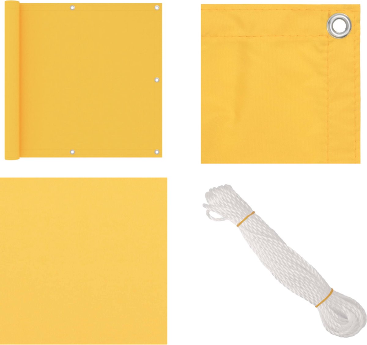 VidaXL Balkonscherm 90x500 cm oxford stof geel Balkonscherm Balkonschermen Scherm Schermen