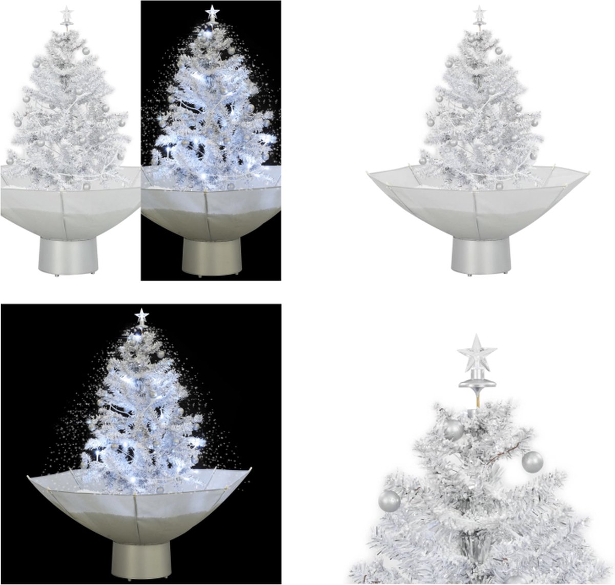 vidaXL Kerstboom sneeuwend met paraplubasis 75 cm wit - Sneeuwende Kerstboom - Sneeuwende Kerstbomen - Kerstboom Met Vallend Sneeuw - Kerstbomen Met Vallend Sneeuw