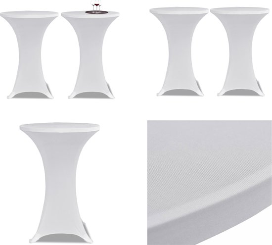 vidaXL Housse de table haute extensible Ø60 cm Wit (2 pièces) - Housse de meuble - Housses de meubles - Housse de table haute - Housses de table haute