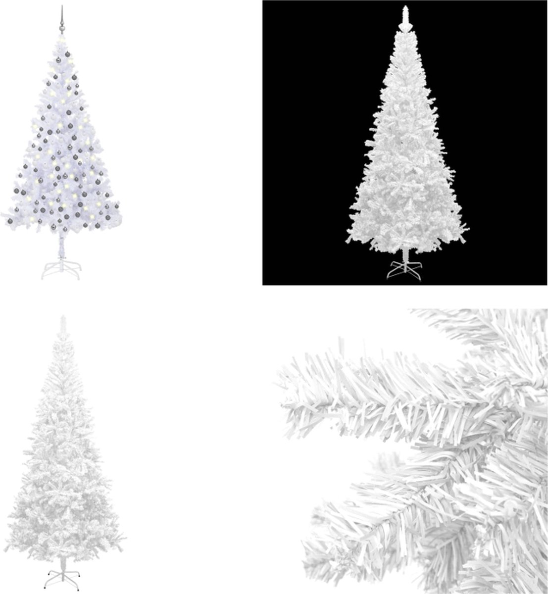 vidaXL Kunstkerstboom met LED's en kerstballen L 240 cm wit - Kunstkerstboom - Kunstkerstbomen - Kerstboom - Kerstdecoratie