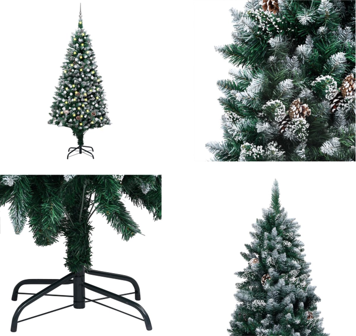 vidaXL Kunstkerstboom met LED's- kerstballen en dennenappels 210 cm - Kunstkerstboom - Kunstkerstbomen - Kerstboom - Kerstdecoratie
