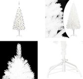 vidaXL Kunstkerstboom met LED's en kerstballen 210 cm wit - Kunstkerstboom - Kunstkerstbomen - Kerstboom - Kerstdecoratie