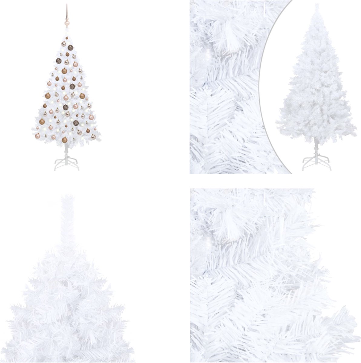vidaXL Kunstkerstboom met LED's en kerstballen 180 cm PVC wit - Kunstkerstboom - Kunstkerstbomen - Kerstboom - Kerstdecoratie