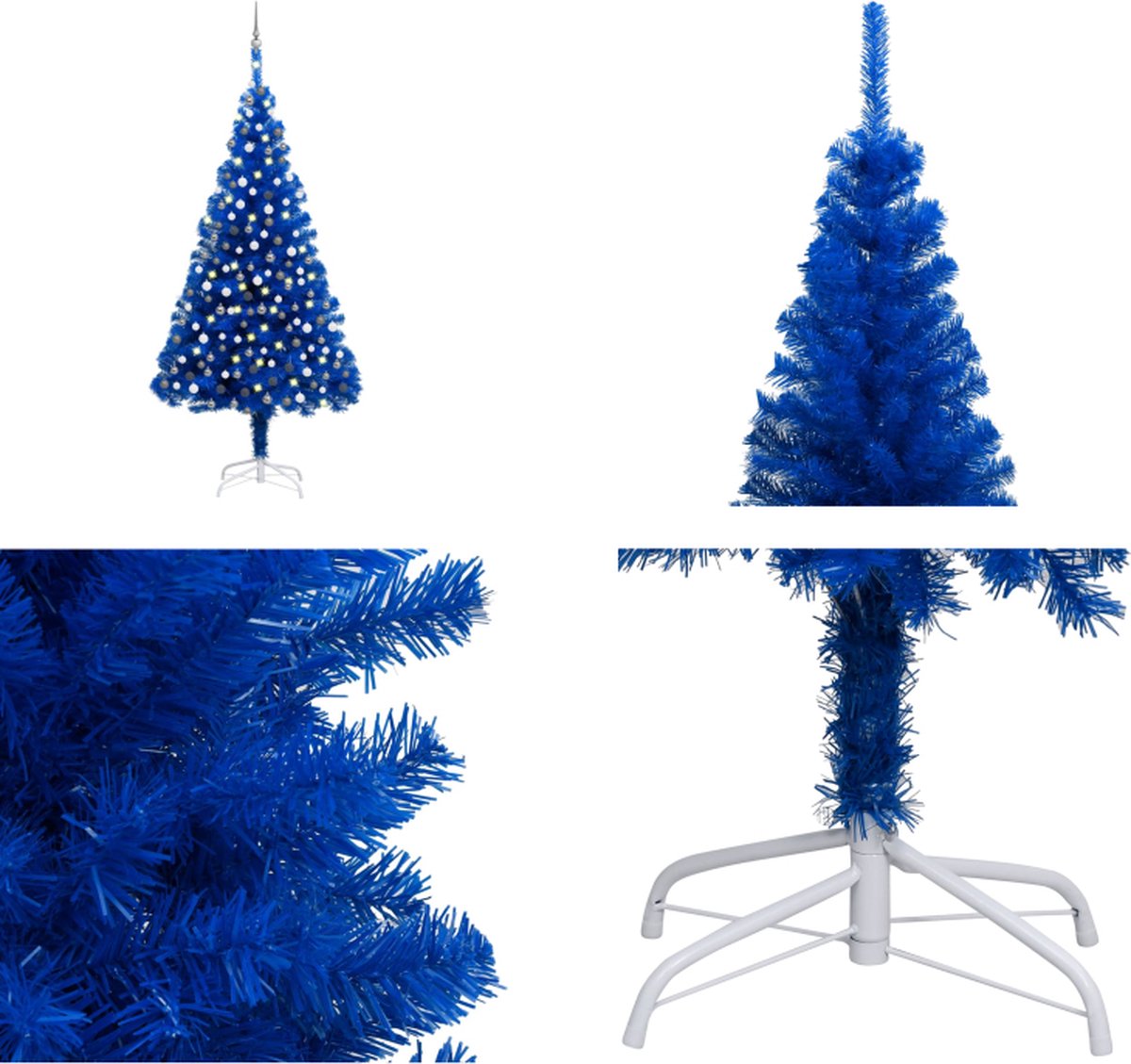 vidaXL Kunstkerstboom met LED's en kerstballen 240 cm PVC blauw - Kunstkerstboom - Kunstkerstbomen - Kerstboom - Kerstdecoratie