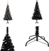 vidaXL Kunstkerstboom met LED's en kerstballen 150 cm PVC zwart - Kunstkerstboom - Kunstkerstbomen - Kerstboom - Kerstdecoratie