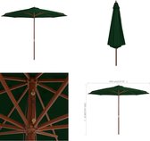 vidaXL Parasol met houten paal 350 cm groen - Parasol - Parasols - Buitenparasol - Buitenparasols