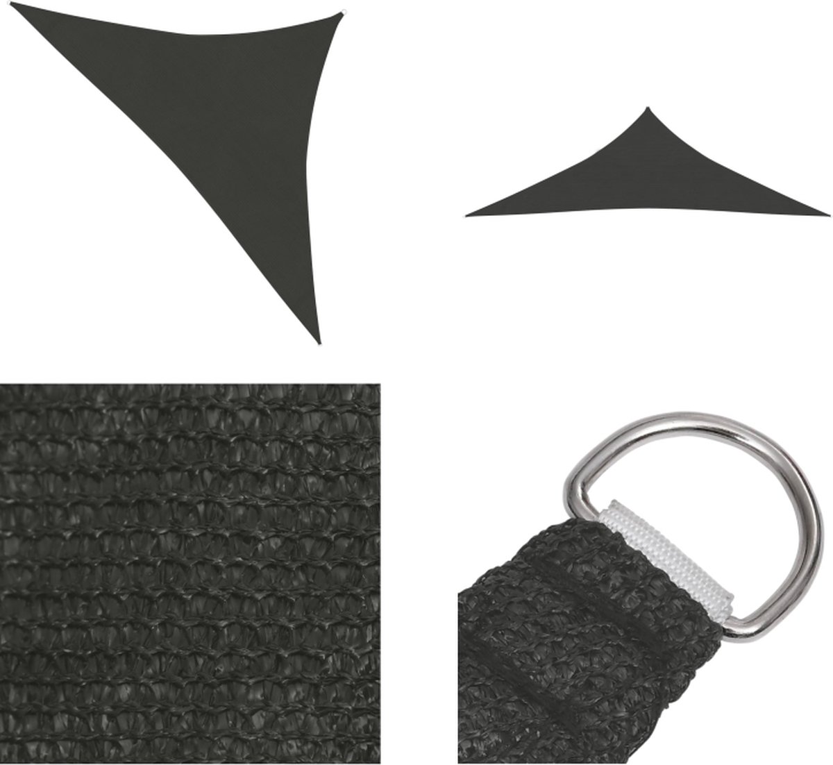 VidaXL Zonnezeil 160 g m² 2-5x2-5x3-5 m HDPE antracietkleurig Zonnezeil Zonnezeilen Zonnedoek Zonnedoeken