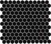 The Mosaic Factory Barcelona Hexagon - Wandtegels - Mozaïektegel - 26x30x0.3cm - Zwart Glans - 0.78m²/10 Stuks
