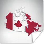 Poster Illustratie van de Canadese vlag in de vorm van het land - 100x100 cm XXL