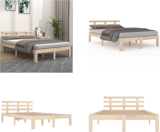 vidaXL Bedframe massief hout 140x200 cm - Bedframe - Bedframes - Bed - Bedbodem