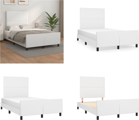 vidaXL Cadre de lit avec tête de lit Simili cuir Blanc 120x200 cm - Cadre de lit avec tête de lit - Encadrements de lit avec têtes de lit - Cadre de lit - Lit