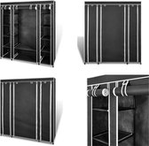 vidaXL Kledingkast met vakken en stangen 45x150x176 cm stof zwart - Kast - Kasten - Kledingkast - Kledingkasten