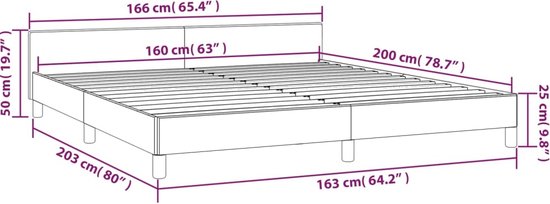 vidaXL Bedframe met hoofdeinde zonder matras Cappuccino 160x200 cm - Bedframe Met Hoofdbord - Bedframes Met Hoofdborden - Bedframe - Bed