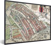 Photo encadrée - Grand plan de la ville historique d' Amsterdam, Hollande septentrionale, cadre photo noir - Carte 40x30 cm - Affiche encadrée (Décoration murale salon / chambre)